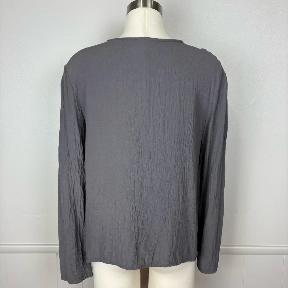 Cut Loose Pullover Top Size S Gray Lightweight Lagenlook Minimalist Crinkle Flow - Picture 8 of 15